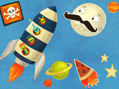 My Big Evil Brother Packed My Lunch childhood childrens book childrens book illustration childrens books childrens illustration food illustration kidlitart kids books outer space sticker art stickers whimsical