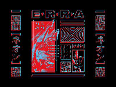 Erra 3d apparel apparel design band band merch clothing design erra illustration japanese merch neon red and blue shirt streetwear tee texture vector