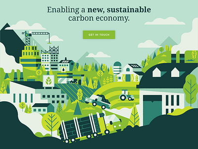 The Carbon Economy city ethanol factory green illustration sustainability truck vector warehouse web design website
