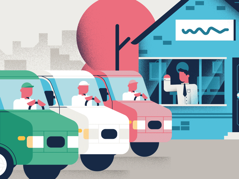 Nordpanel - Trucks animated gif bye company gif illustration loop motion design motion graphics smoke start trucks