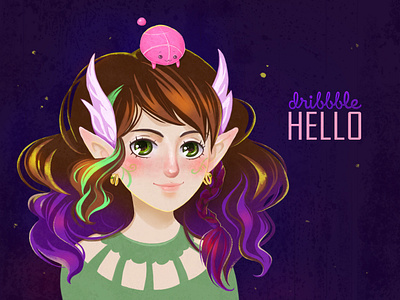 Hello, Dribbblers! anime art artist cartoon character cute illustration kawai