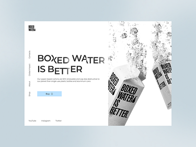 Boxed water blackwhite design main screen ui uiux ux water web design
