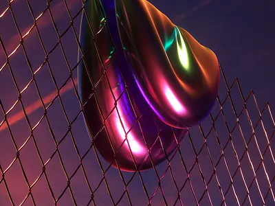 Sunsets 3d c4d fence metallic octane render sunset