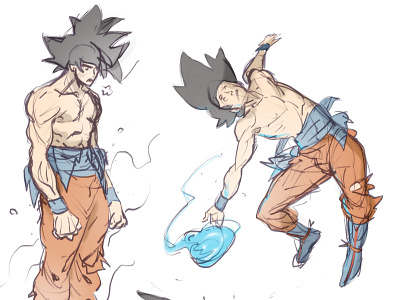 Goku Sketches 80s anime art character design comic comic book comics concept art dragonball z draw drawing illustration manga punk sketch