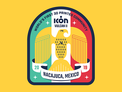 ICON Mission Patch II 3d printer badge illustration mexico mission patch simple technology vector