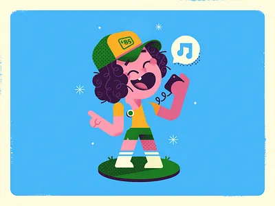 Dusty-bun 80s cute dustin illustration netflix nostalgia singing stranger things vector