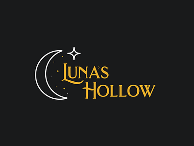 Luna's Hollow | Logo branding design flat illustration logo moon type