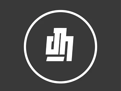 Logo DH with letter and circle circle flat icon letter logo text design typography vector