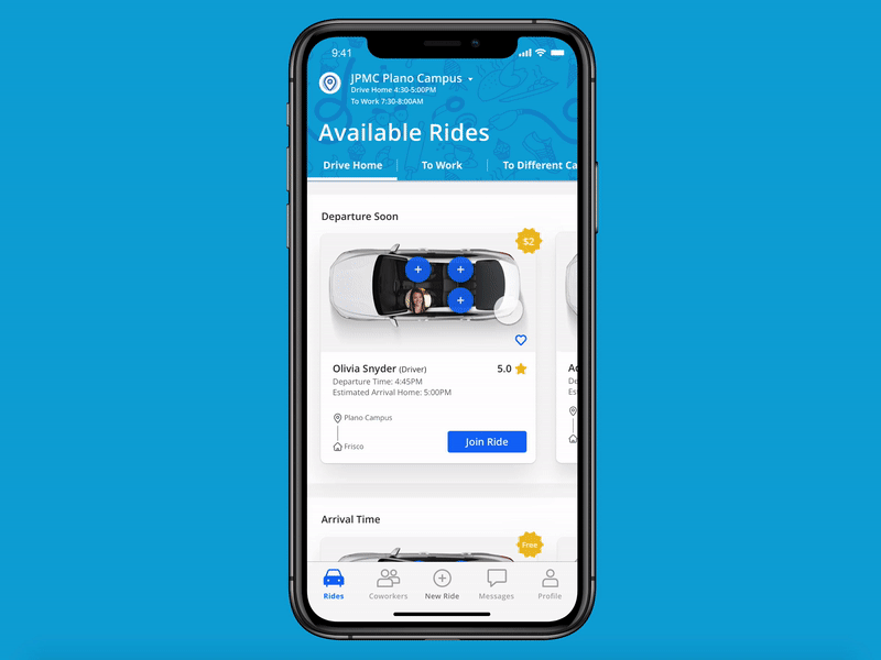 Carpool with coworkers Prototype interaction invisionstudio ios app prototype prototype animation ui ux