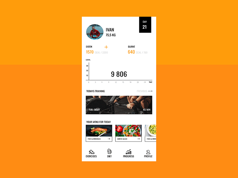 Daily UI 006: User Profile dailyui dailyuichallenge fitness app profile