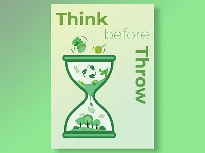 Think before you throw. art bin creative graphic green bin illustration illustrator nature organic waste recycle save earth save trees vector
