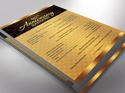 Golden Church Anniversary Program One Sheet Word Template banquet itinerary banquet menu black black birthday church anniversary event leaflet gold flyer golden luncheon program one sheet pastor appreciation program templates publisher template sunday bulletin templates word brochure