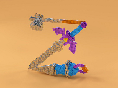 Z is for Zelda 3d design nostalgia 3d illustration 3d type 3d typography art direction cgi children cinema 4d illustration kids lettering nes nintendo octane render retro type design typography video games videogame zelda