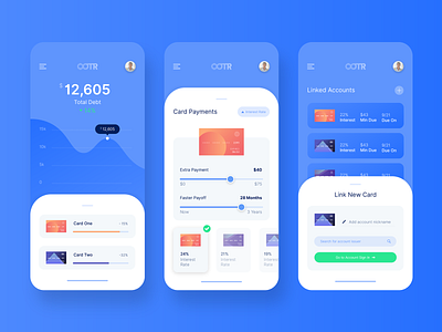 OOTR Screen Exploration app design blue chart clean credit card finance financial app graph mobile app mobile app design mobile design mobile ui