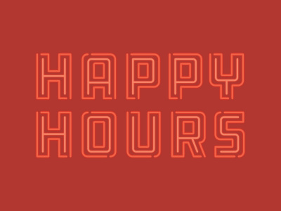 Happy Hours branding ddc event logo happy hour happy hours hardware identity logo logotype neon neon sign red typography vector