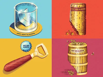 Just Add Alberta alberta beer ice cube liquor mead prairies print retro spirits wine