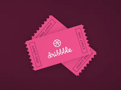 2x Dribbble Invites! design draft drafted dribbble flat invite invites pink simple ticket vector