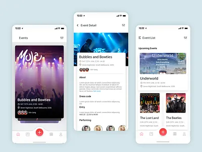 Event App Main Flow app australia bilalasim branding clean design designer event eventapp home screen illustration image slider mobile sliding view typography ui ux vector