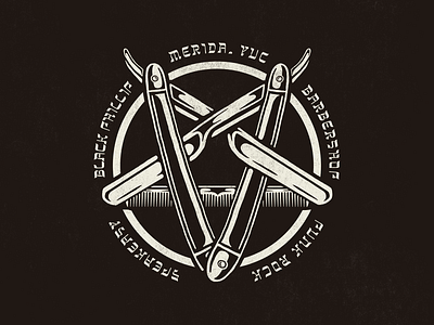 The Devil's Barbershop barbershop beard comb design devil digital illustration photoshop razor satanic star texture