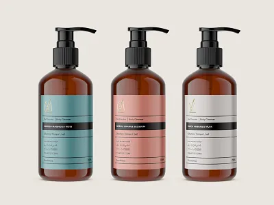 Label Design for ML body care cosmetic design fragrance gel label packaging skin skincare wash
