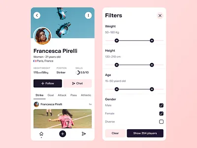 LinkedIn for Football Players android football ios sport ui ux
