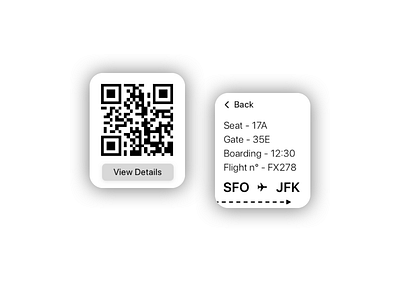Daily UI #024 - Boarding Pass 024 airplane airport app apple watch boardingpass daily 100 challenge daily ui dailyui design jfk ny plane qrcode sf sfo ui ux watch