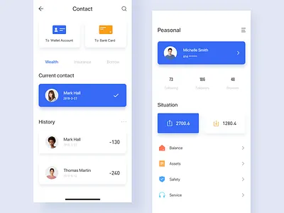 Personal wallet transfer page design 蓝色 设计 钱包应用 颜色