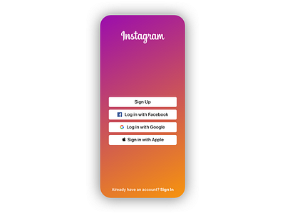 Daily UI #023 - Onboarding 023 app apple daily 100 challenge daily ui dailyui design instagram log in onboarding sign in with apple signup ui ux