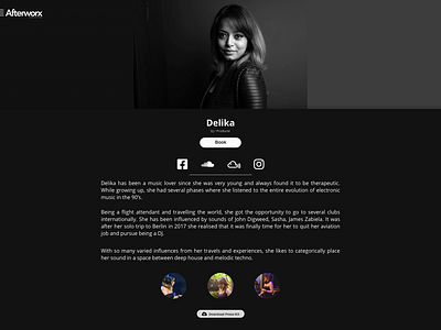 Afterworx Artist Profile : Desktop design ux web