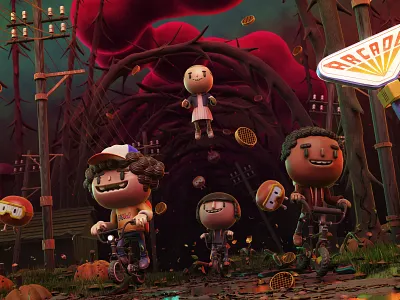 Stranger things 3d adventure blender characters illustration strangerthings