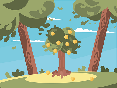 The golden apples from the Hesperides garden apple flat flatdesign garden gold golden illustration mythology vector