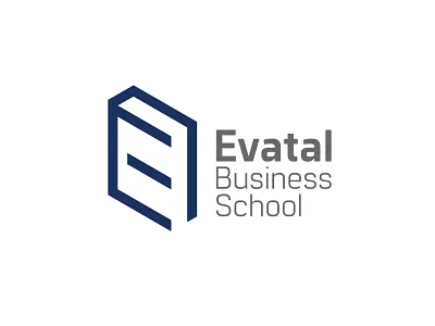 Evatal Business School awesome creative logos balanced blue and grey business school clean clever logo creative icon form lines minimal logo minimalist logo movement negative space icon path pattern rhythm shape