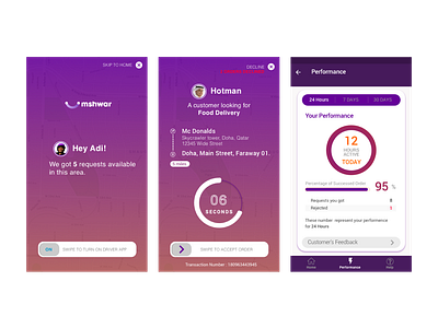 Driver App for Qatar's Food Delivery app design ui ux