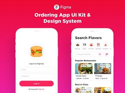 Ordering App UI Kit & Design System animatedgif animation app design appuiscreens autolayout designsystem figmaautolayout foodapp mobileapp mobiledesign orderingapp prototype styleguide ui ux video