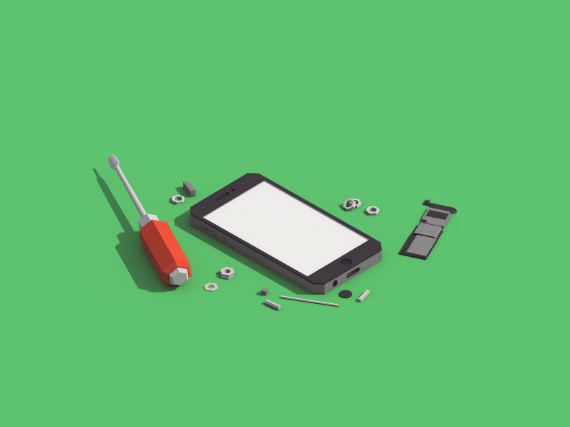 Disassembled phone 3d animation c4d construction deconstructed disassembled illustration iphone isometric phone refurbishment smartphone