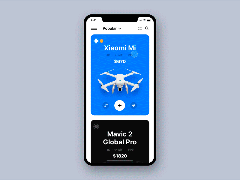 XENZ adobe photoshop app design color drone ecommerce online shop principle quadrocopter sketch app ui ux