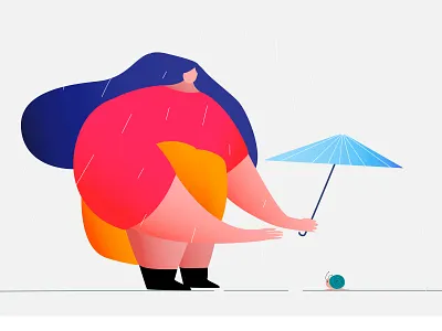 Rainy day design illustration rainy day snail umbrella ux woman