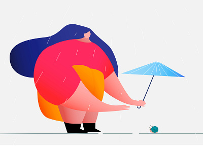 Rainy day design illustration rainy day snail umbrella ux woman