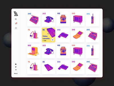 We Sell Old Stuff cassette colorful e commerce flat gradient minimal old telephone web