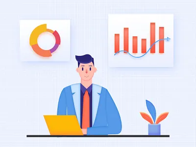 business man working on data business data design illustration man ui ux working