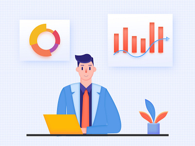 business man working on data business data design illustration man ui ux working