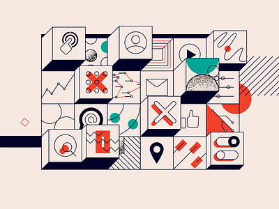 Digi digi digital grain icons illustration retro vector