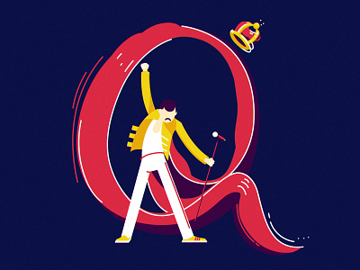 Q britan character concert poster crown freddie mercury illustration lettering logo mercury music queen vector