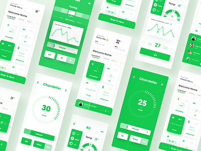 Intelligent home intelligent control-Smart Home-3 app design green illustration music smart home ui ux web