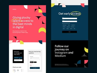 Landing page for a new product clean colorful grid landing page minimal pattern product page promotional startup stats typography web web design website