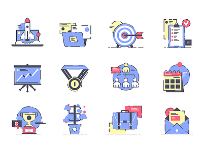 Startup Icons flat illustration interface kit8 marketing online project set startup vector website