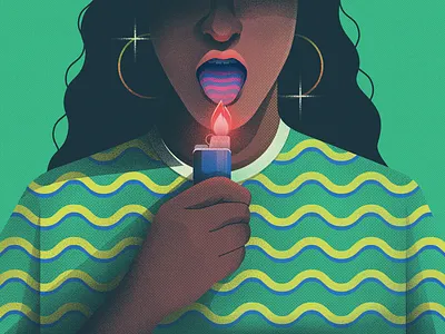 Burning Fire character design clean design fire green illustration pattern purple texture vector yellow