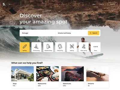 Discover Your Amazing Spot app booking design desktop flat icon illustration location logo lviv sport surfing travel typography ui ukraine ux vacation web weekend