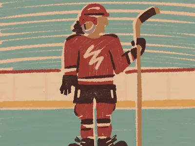 Hockey Player design drawing hockey ice hockey illustration joe horacek little mountain print shoppe nhl procreate sketch sports vintage