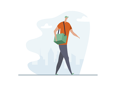 Cafe. Delivery. 2d character colorful delivery dribbble flat illustration vector walking